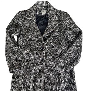 Worthington Women’s Black And White Herringbone Peacoat Size Medium